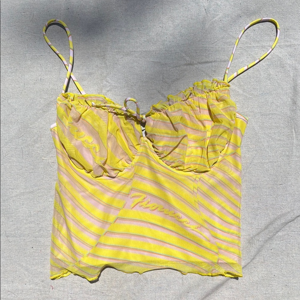 Fiorucci Yellow and Pink Striped Camisole